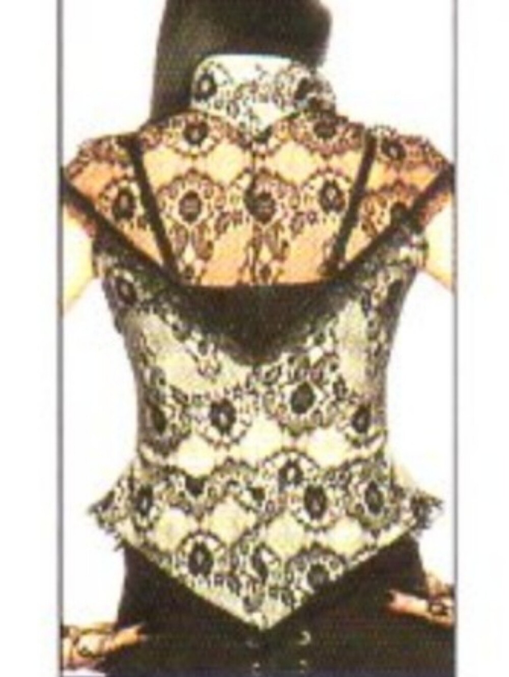 Y2K Vintage Lip Service High Collar Sheer Lace Hook & Eye Corset Top Size Medium